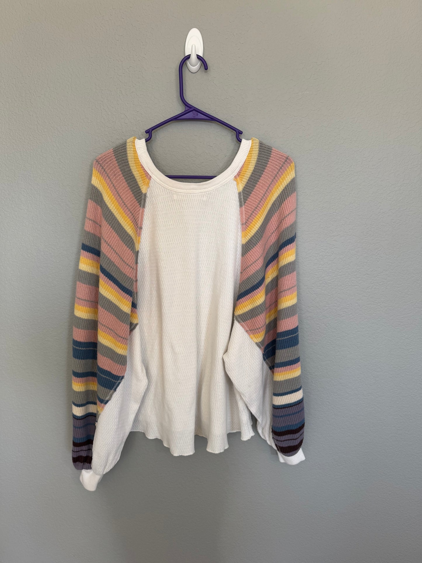 Free People Rainbow Dreams Bubble Sleeve Pullover Knot Sweater