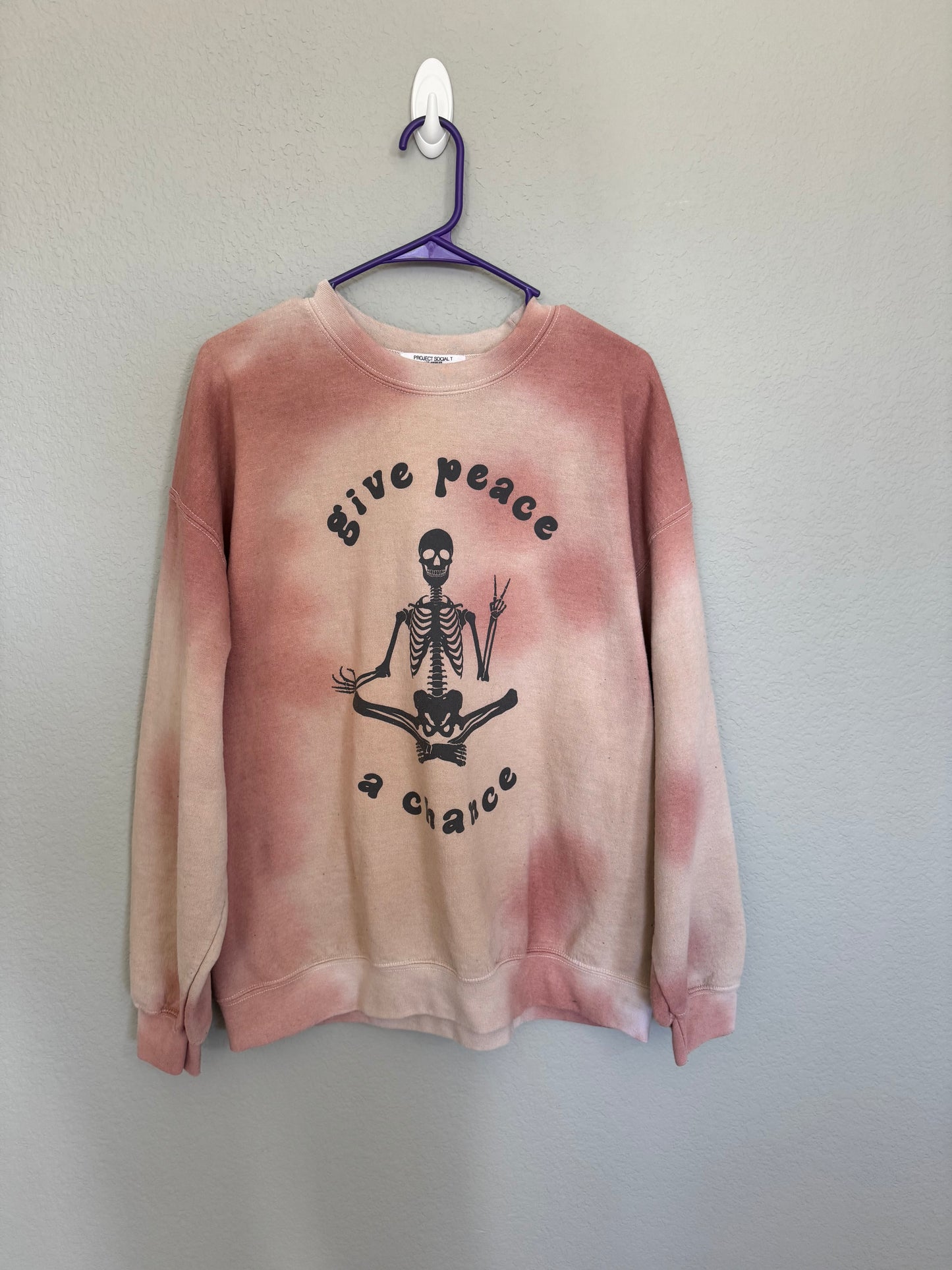 Large Project Social Skeleton “give peace a chance” sweatshirt