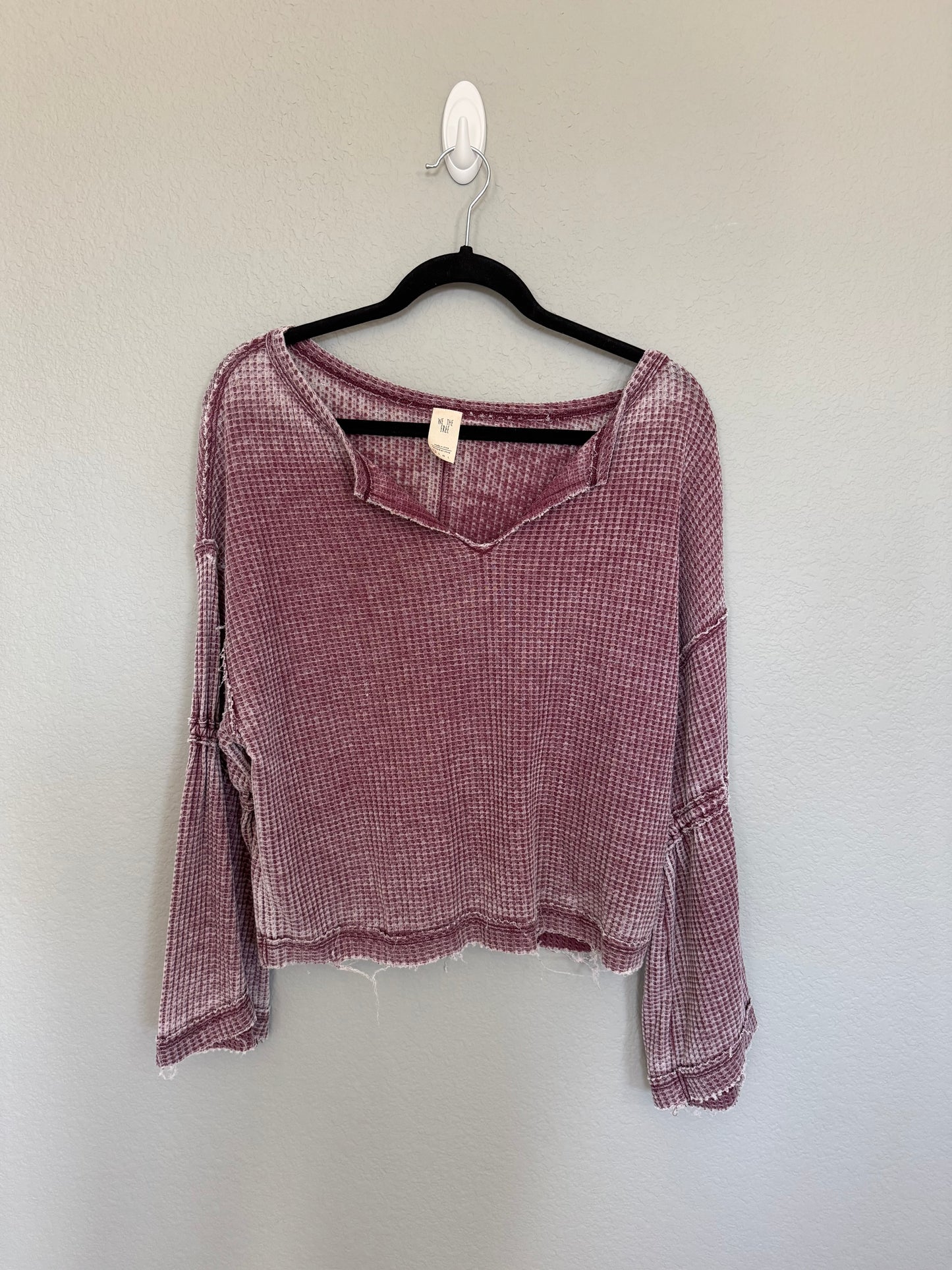 We the Free XS maroon waffle knit blouse