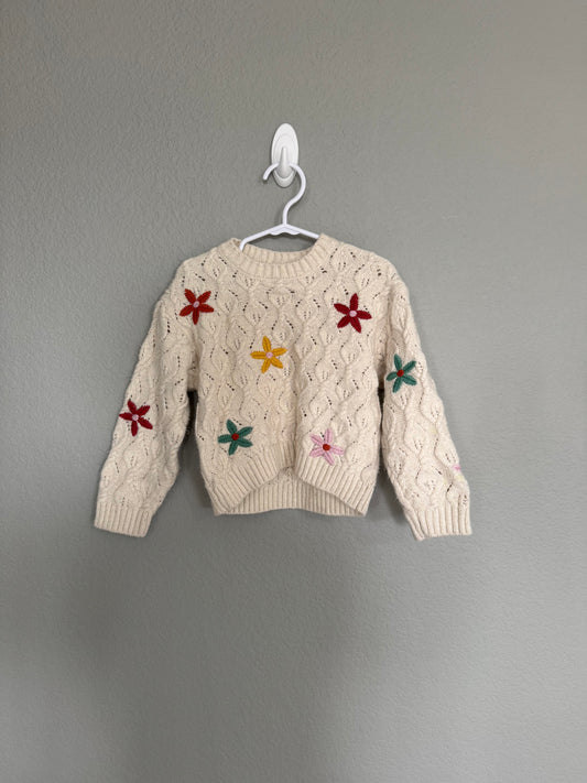 Zara knit embroidered Floral sweater