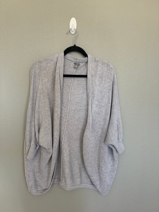 Aerie Grey Knit Short Sleeve Cardigan