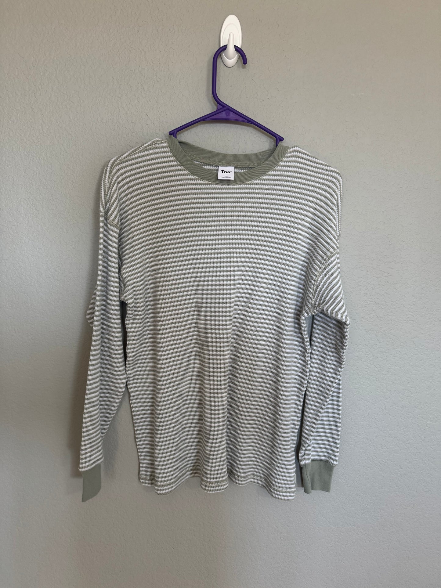 Aritzia TNA Waffle Striped Long Sleeve