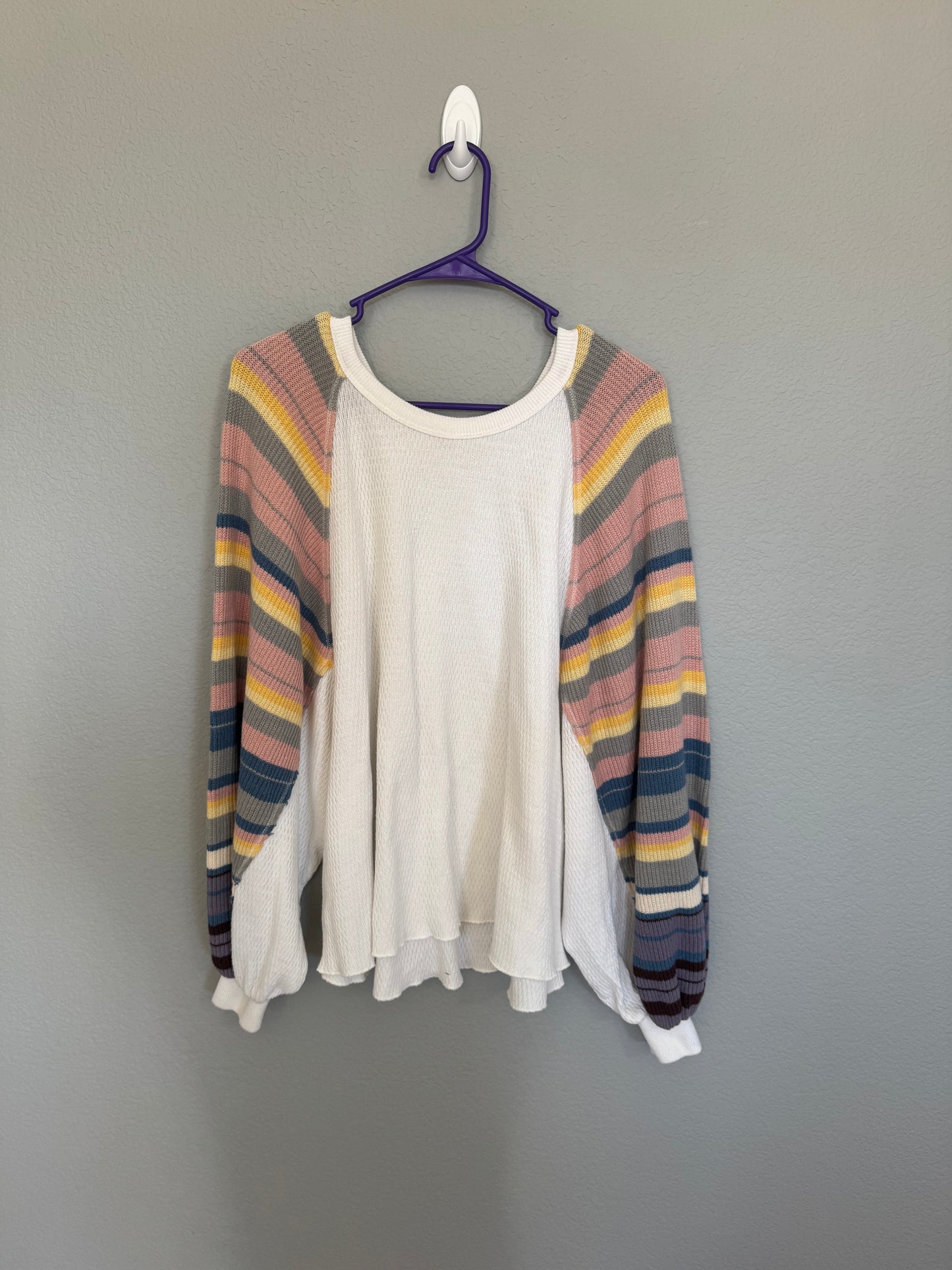 Free People Rainbow Dreams Bubble Sleeve Pullover Knot Sweater