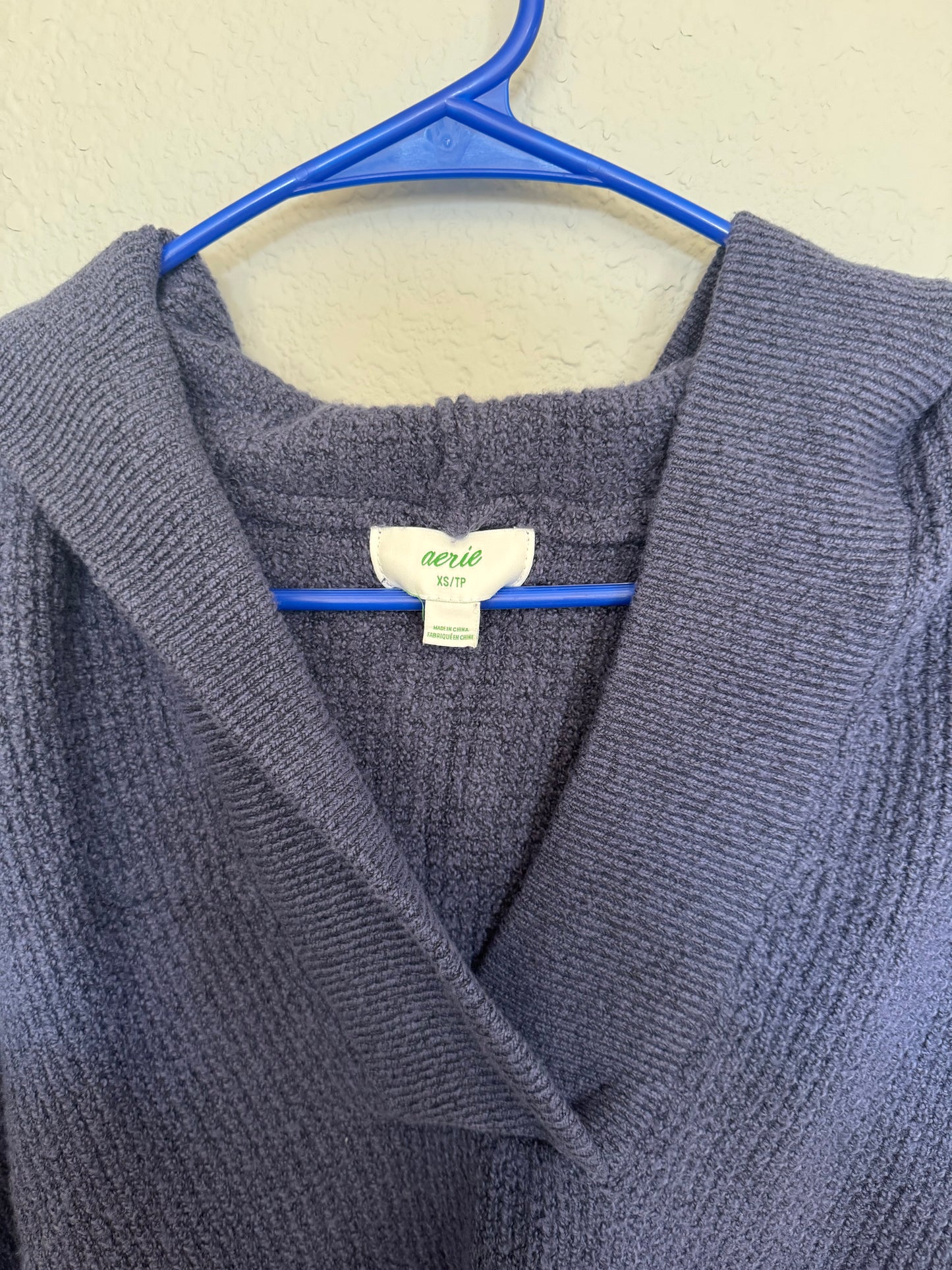 Aerie Knit Collared Pullover Hoodie