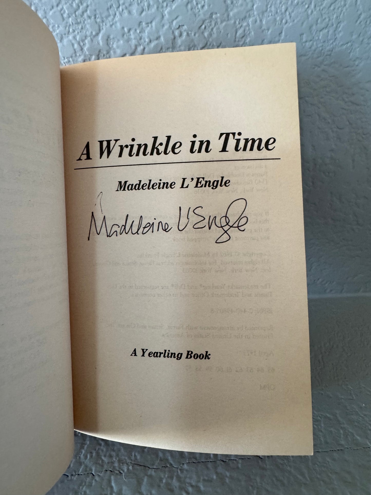 Signed Wrinkle in Time by Medeleine L’engle