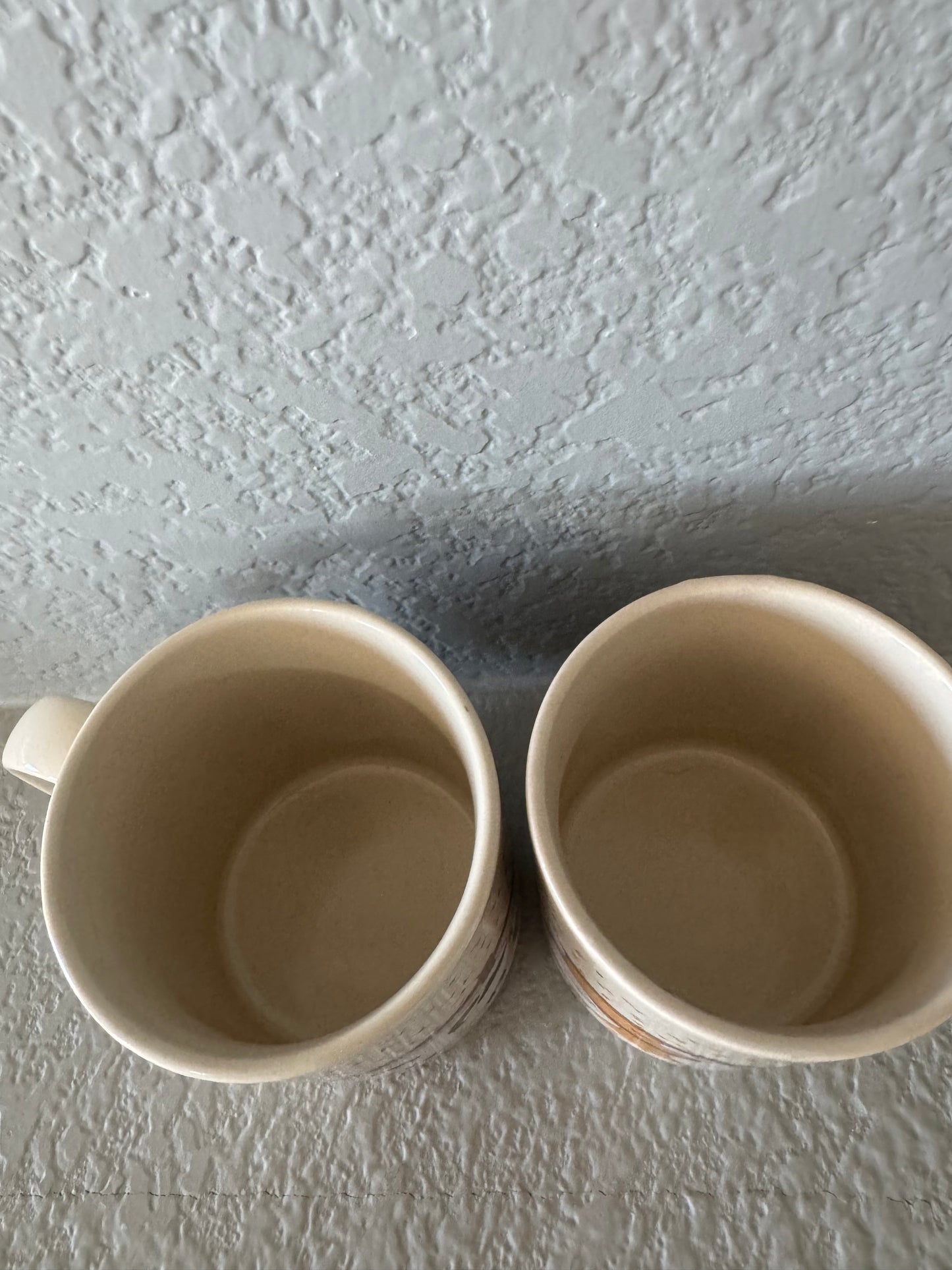 Vintage 1970s Japanese Stoneware Mugs with sheep and geese