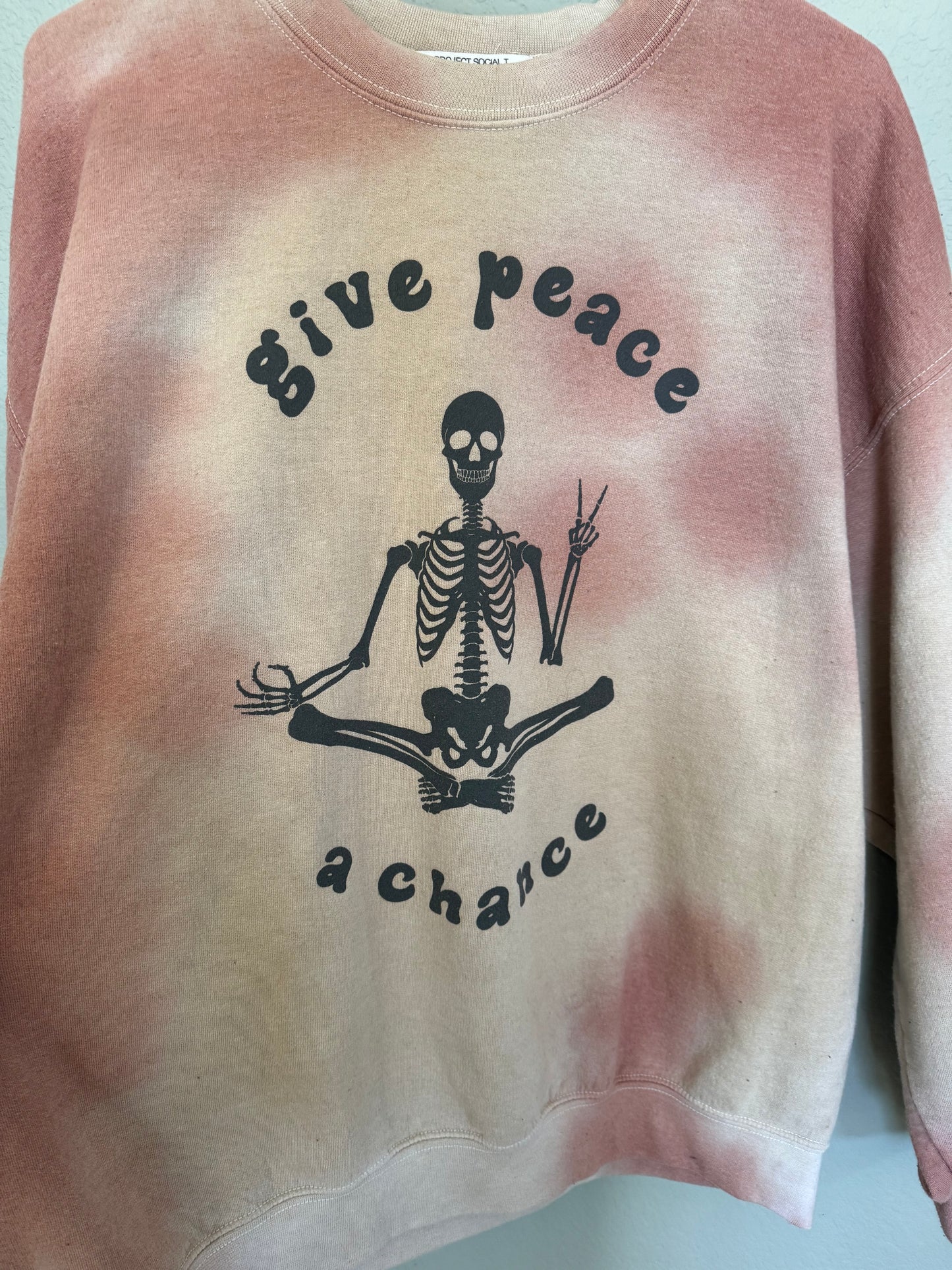 Large Project Social Skeleton “give peace a chance” sweatshirt